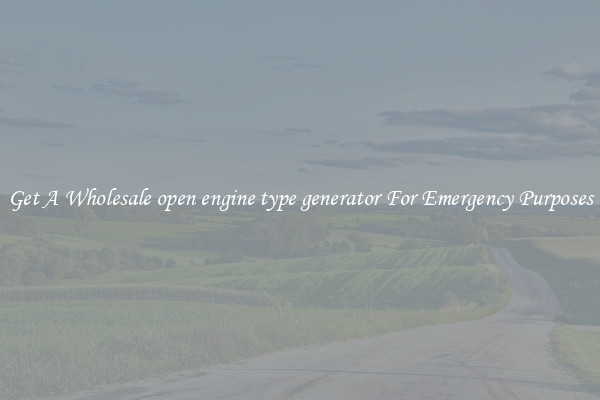 Get A Wholesale open engine type generator For Emergency Purposes